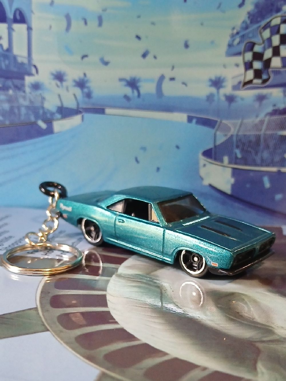 66 Plymouth Barracuda Formula S HOT WHEELS Teal Metallic Keychain